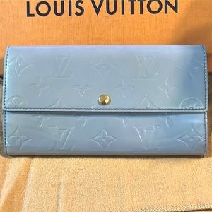 LV Sarah Wallet light blue pale purple leather monogram